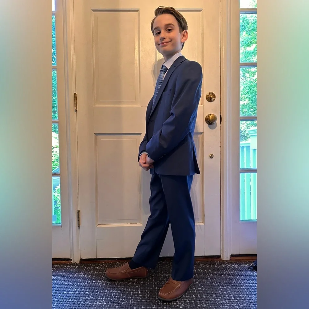 KIDS BOYS Michael Kors Blue Cotton Button-down Collared Dress Shirt - SIZE 8